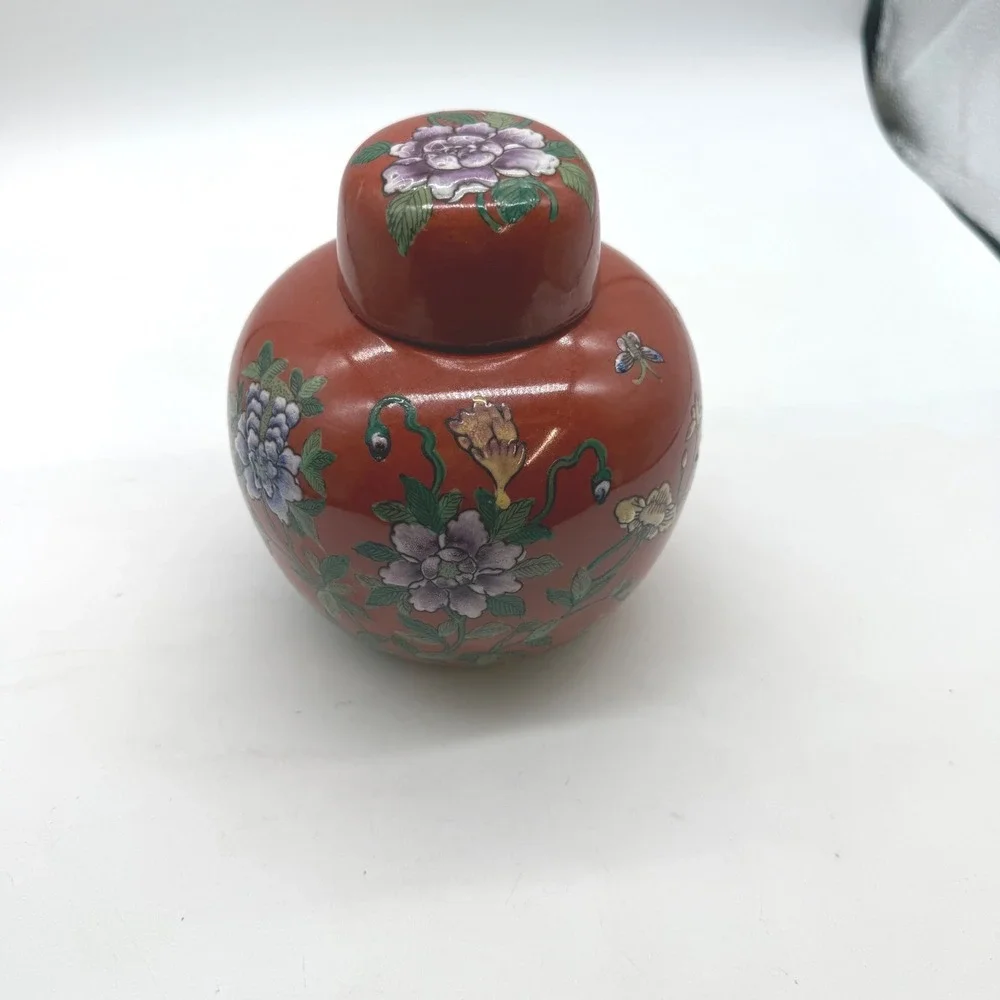 Vtg‎ Japanese Porcelain Wares Ginger Jar Hand Decorated Flowers -rub marks
